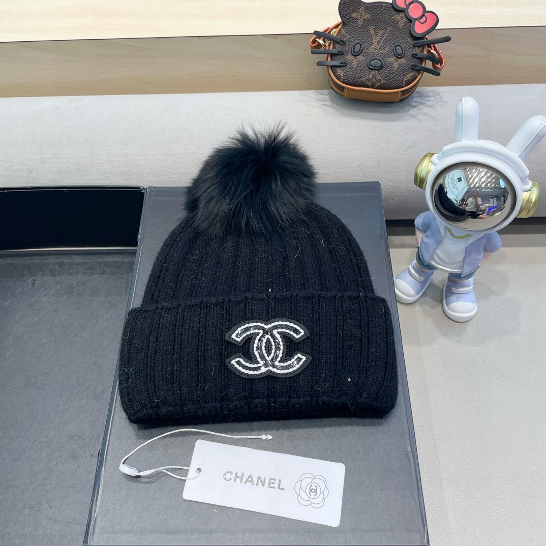 Chanel 毛线帽子女冬季保暖护耳加厚韩系堆堆帽2026新款针织冷帽百搭
