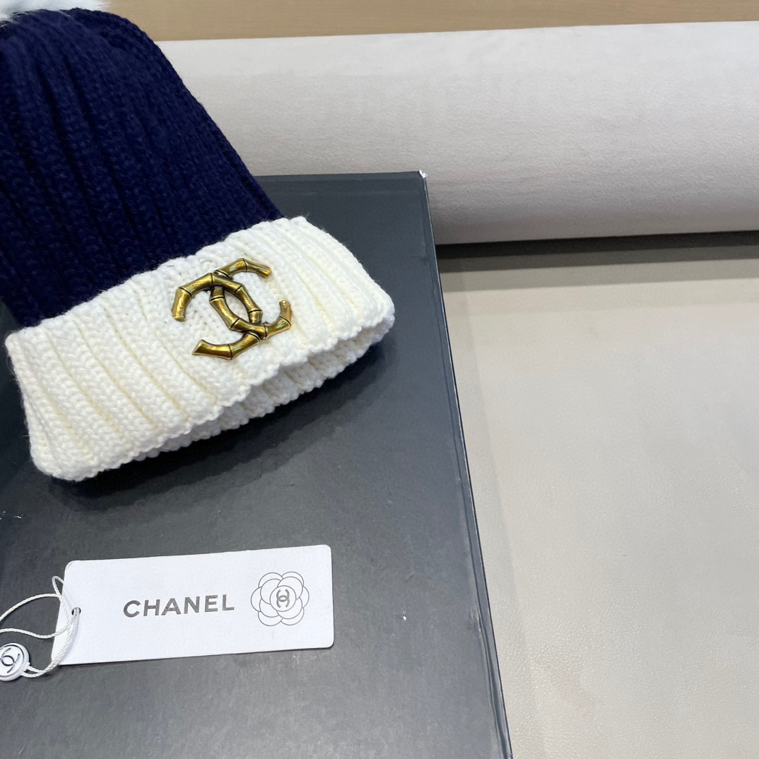 Chanel外贸出口日单秋冬嘻哈帽街头防寒带球针织帽卡通拼色冷帽