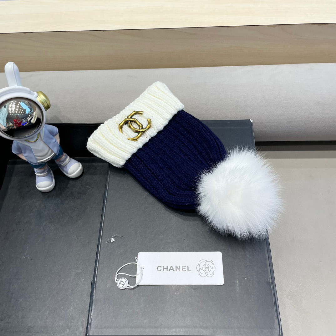 Chanel外贸出口日单秋冬嘻哈帽街头防寒带球针织帽卡通拼色冷帽