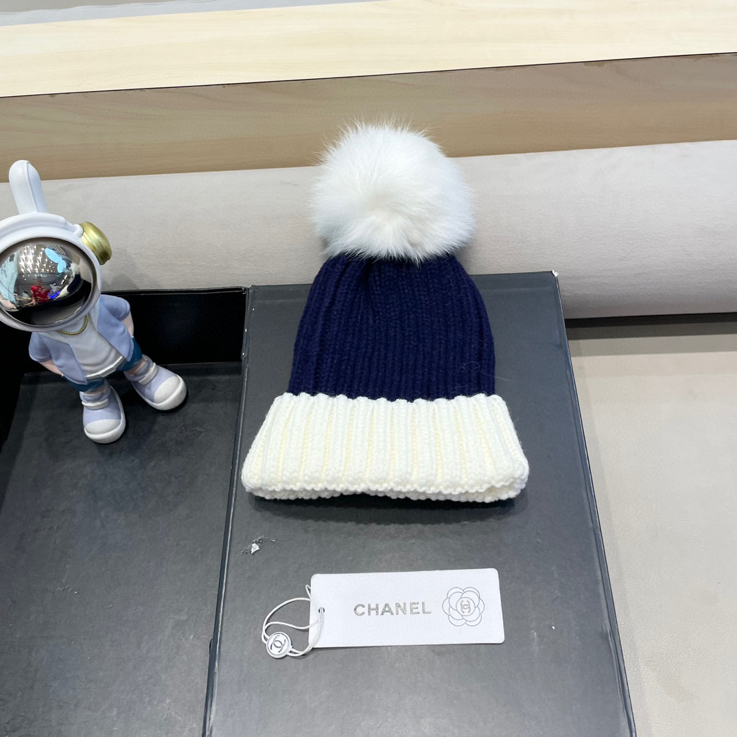 Chanel外贸出口日单秋冬嘻哈帽街头防寒带球针织帽卡通拼色冷帽