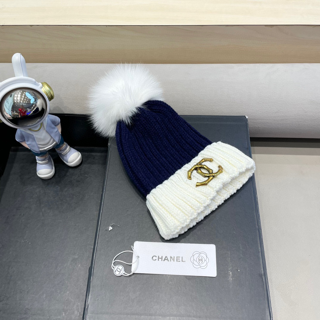 Chanel外贸出口日单秋冬嘻哈帽街头防寒带球针织帽卡通拼色冷帽