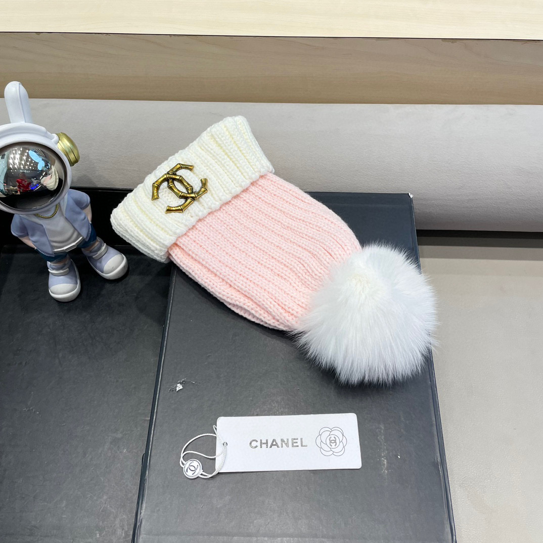 Chanel外贸出口日单秋冬嘻哈帽街头防寒带球针织帽卡通拼色冷帽