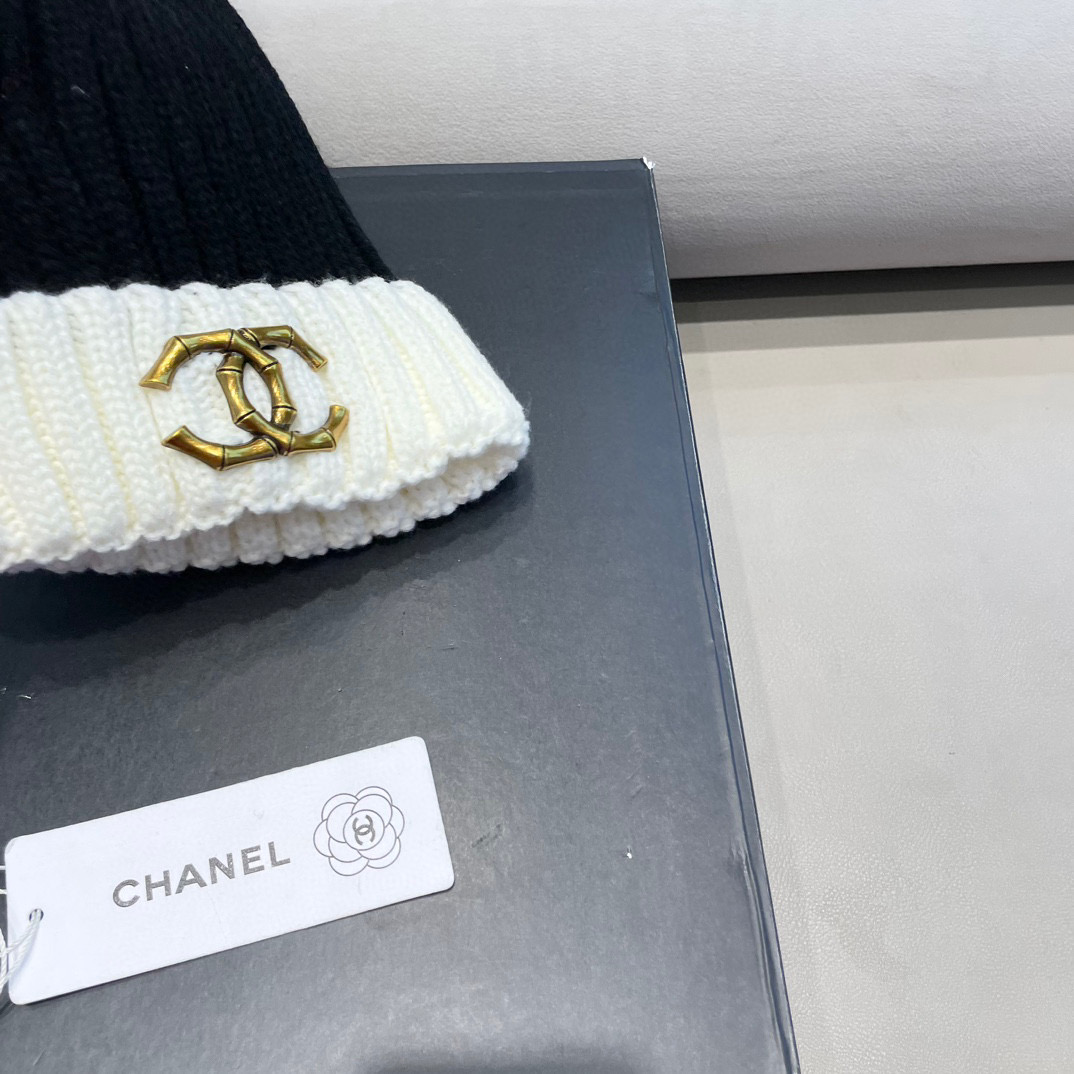 Chanel外贸出口日单秋冬嘻哈帽街头防寒带球针织帽卡通拼色冷帽