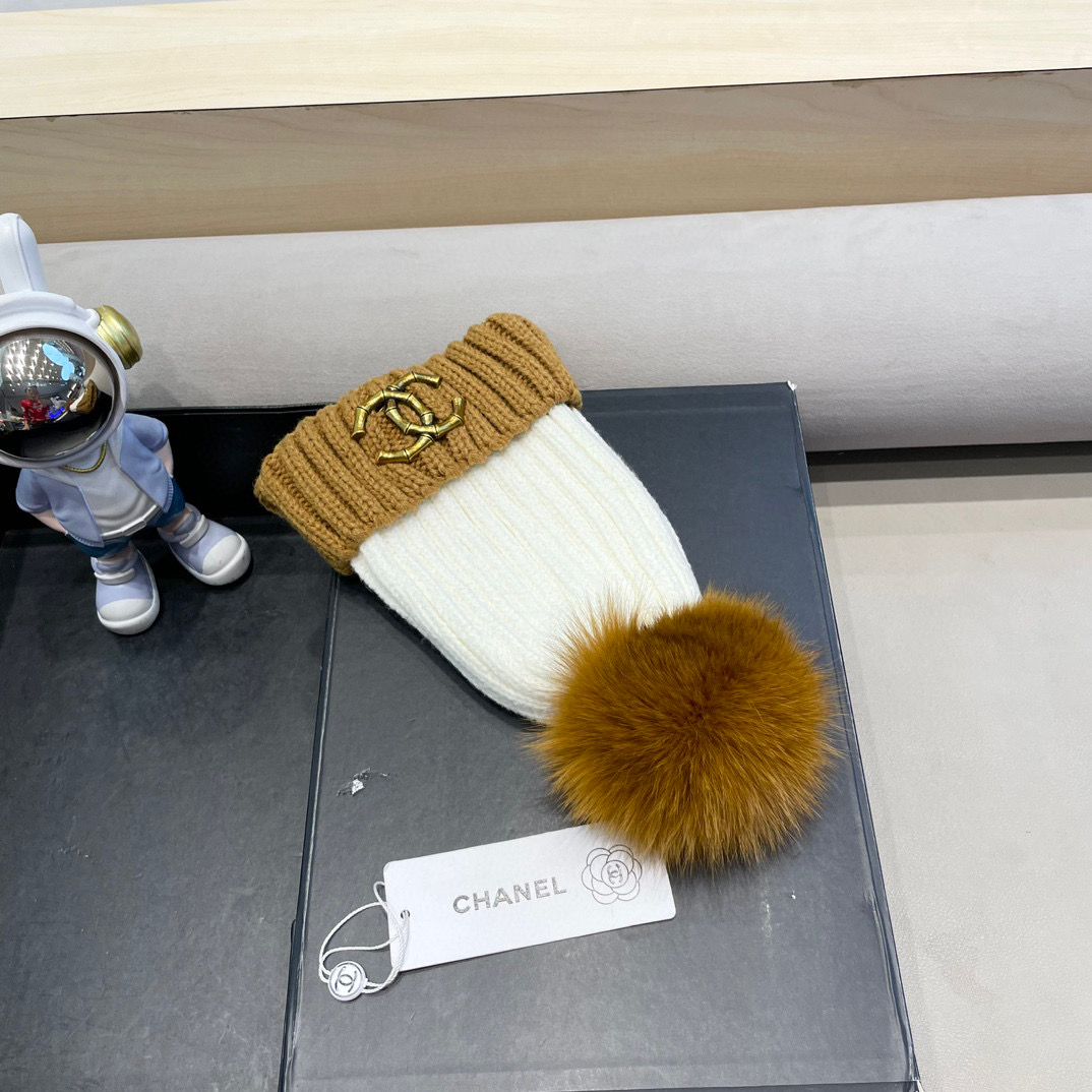 Chanel外贸出口日单秋冬嘻哈帽街头防寒带球针织帽卡通拼色冷帽