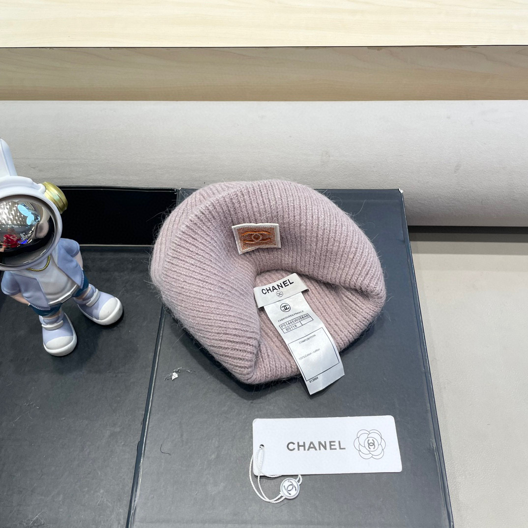 Chanel韩国出口定制~青苹果兔毛针织帽女冬季保暖护耳包头帽薄荷绿冷帽