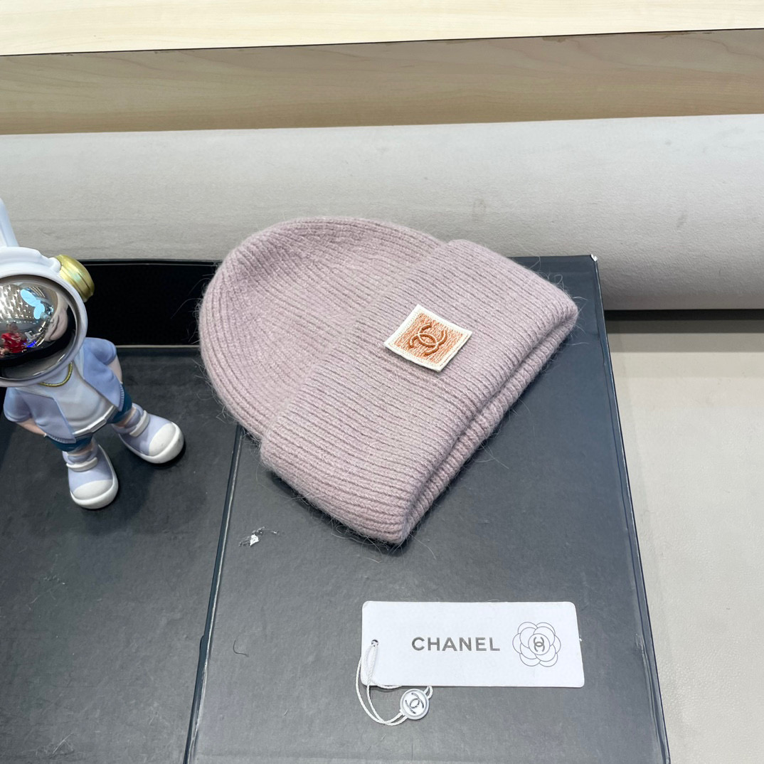 Chanel韩国出口定制~青苹果兔毛针织帽女冬季保暖护耳包头帽薄荷绿冷帽