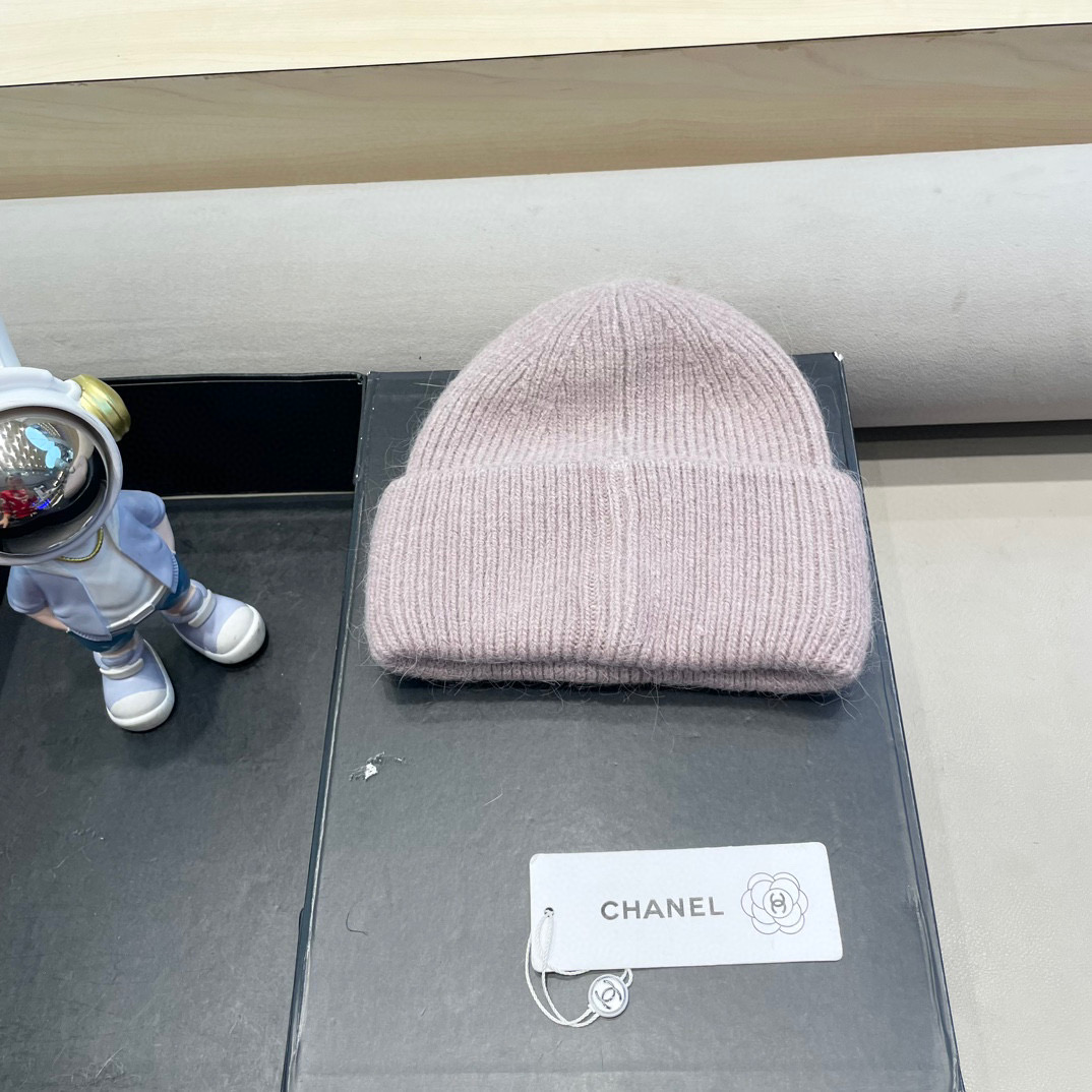 Chanel韩国出口定制~青苹果兔毛针织帽女冬季保暖护耳包头帽薄荷绿冷帽