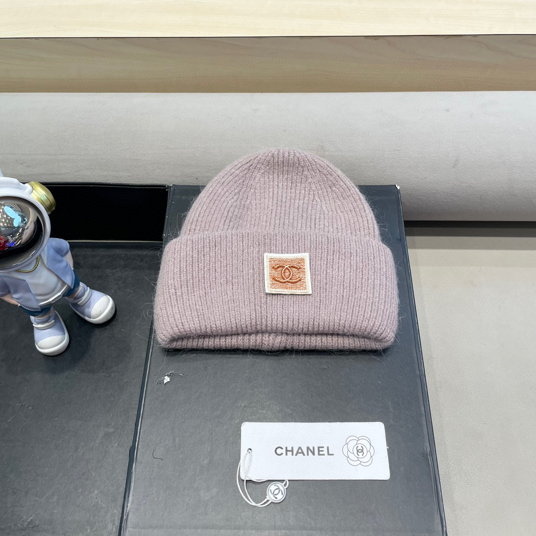 Chanel韩国出口定制~青苹果兔毛针织帽女冬季保暖护耳包头帽薄荷绿冷帽