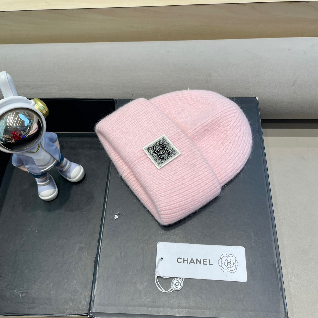 Chanel韩国出口定制~青苹果兔毛针织帽女冬季保暖护耳包头帽薄荷绿冷帽