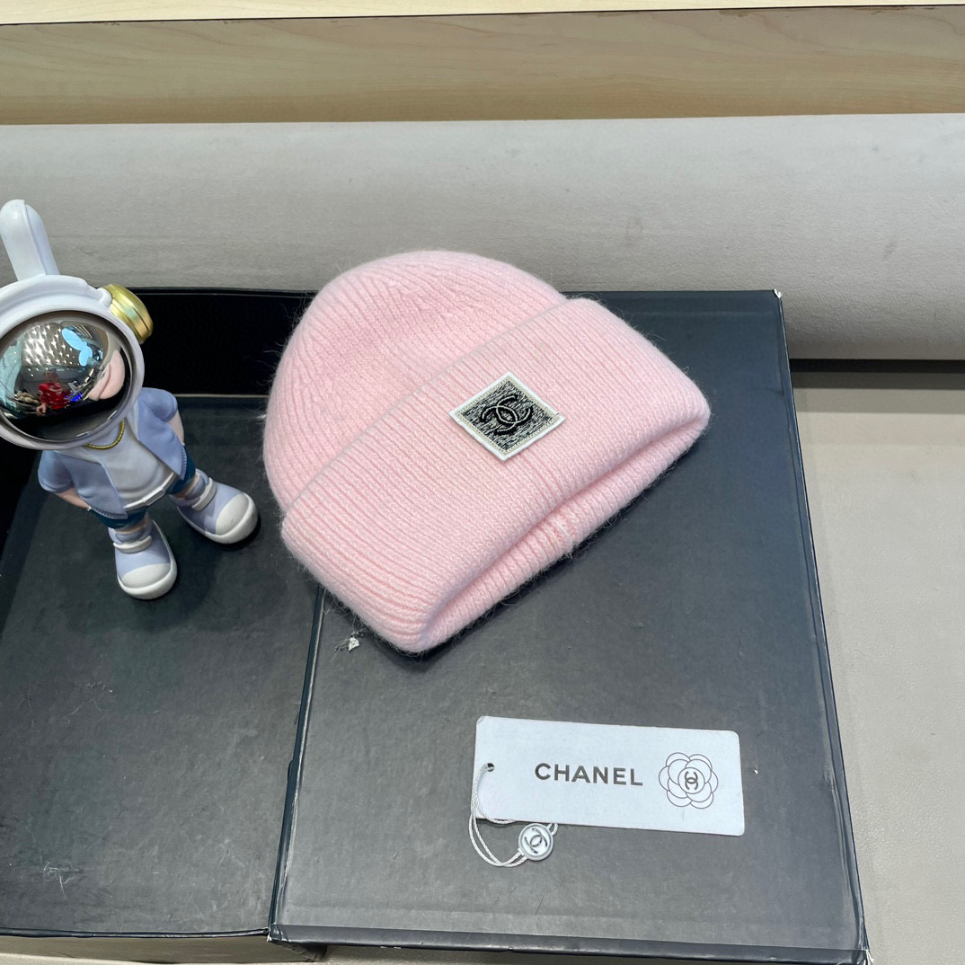 Chanel韩国出口定制~青苹果兔毛针织帽女冬季保暖护耳包头帽薄荷绿冷帽