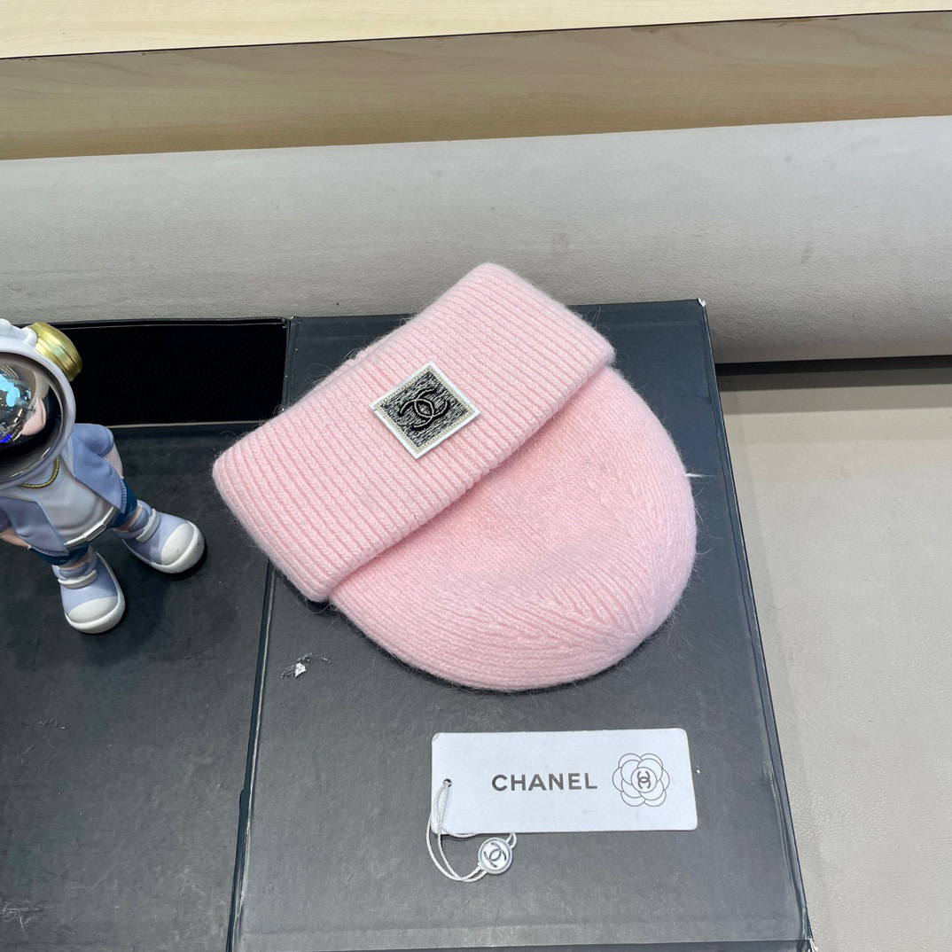Chanel韩国出口定制~青苹果兔毛针织帽女冬季保暖护耳包头帽薄荷绿冷帽