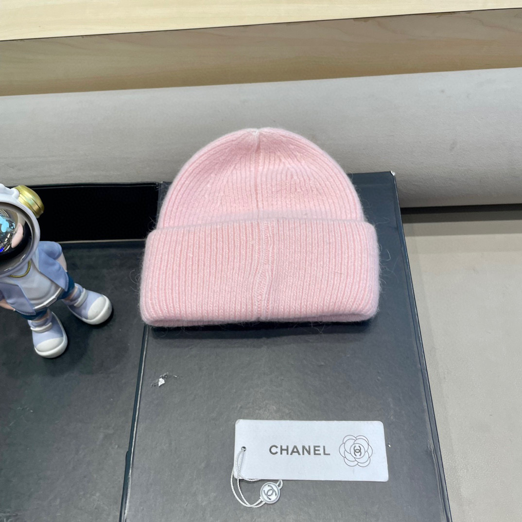Chanel韩国出口定制~青苹果兔毛针织帽女冬季保暖护耳包头帽薄荷绿冷帽