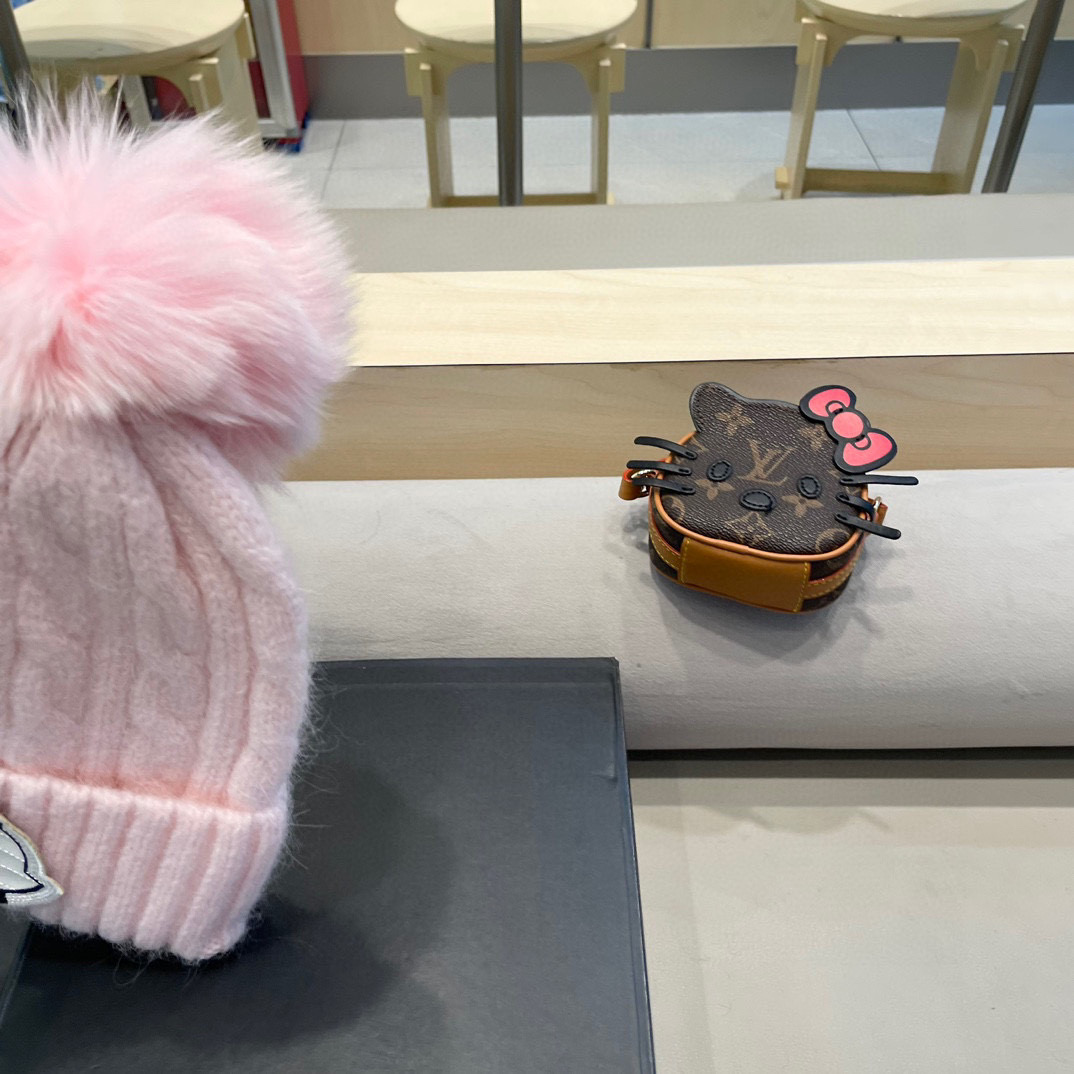 moncler帽子女韩版秋冬狐狸毛球毛线帽潮百搭套头帽麻花纹羊毛混纺针织帽