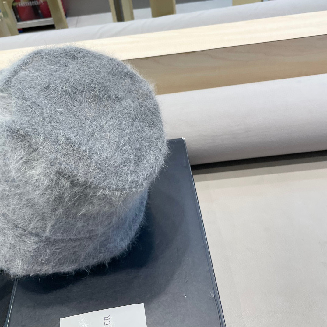 moncler毛绒兔毛渔夫帽女2024新款秋冬大头围帽子显脸小针织户外水桶盆帽