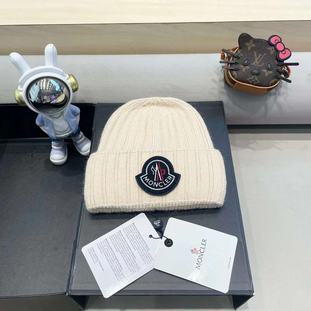 moncler韩国正品进口女秋冬新款时尚毛线帽休闲简约套头帽加厚潮流针织帽