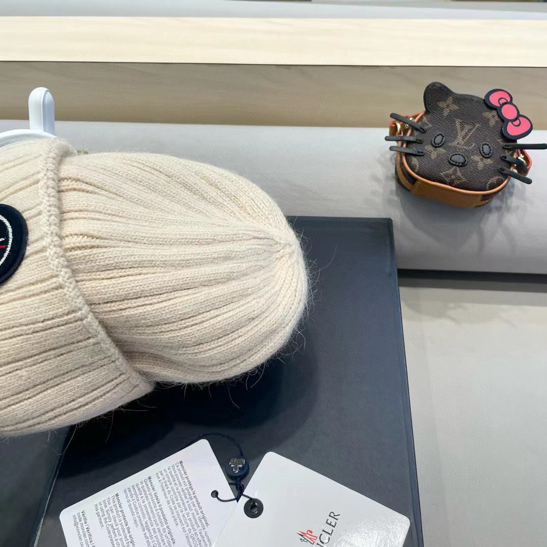 moncler韩国正品进口女秋冬新款时尚毛线帽休闲简约套头帽加厚潮流针织帽