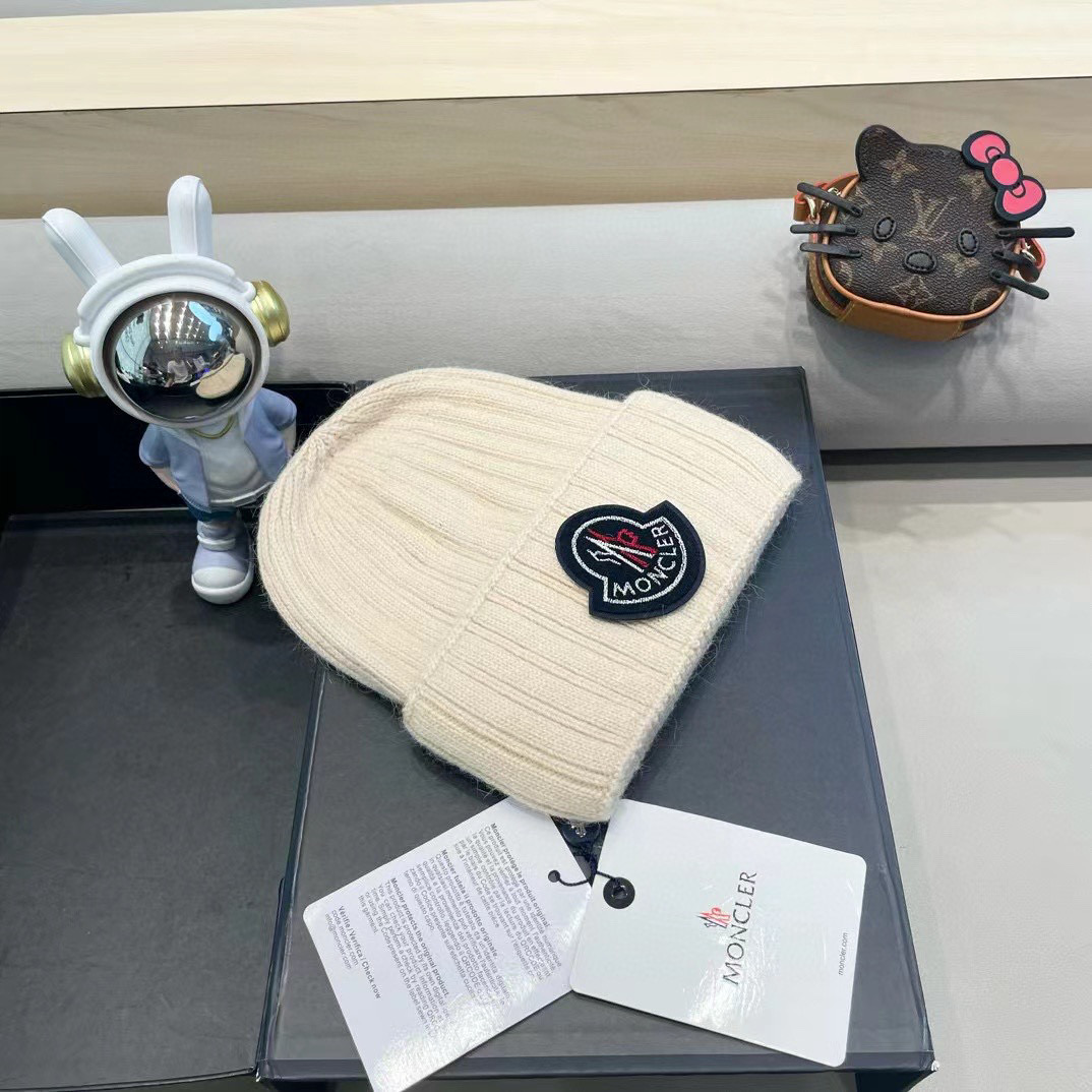 moncler韩国正品进口女秋冬新款时尚毛线帽休闲简约套头帽加厚潮流针织帽