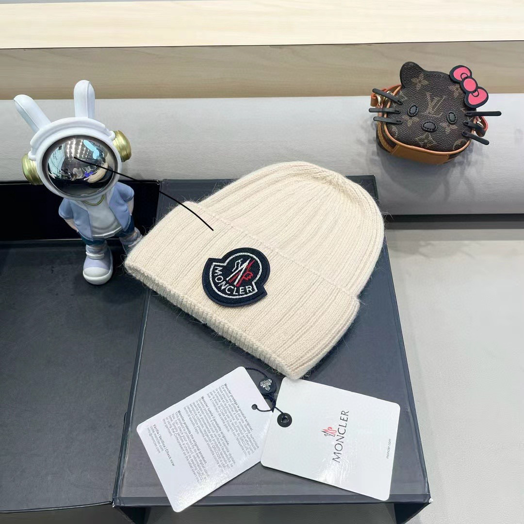 moncler韩国正品进口女秋冬新款时尚毛线帽休闲简约套头帽加厚潮流针织帽
