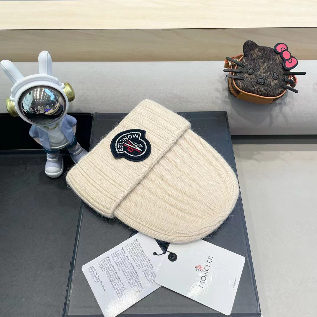 moncler韩国正品进口女秋冬新款时尚毛线帽休闲简约套头帽加厚潮流针织帽