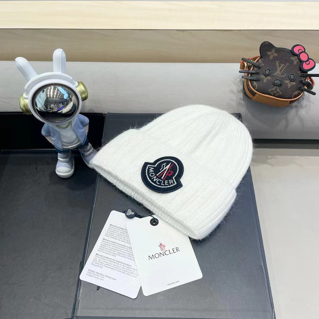 moncler韩国正品进口女秋冬新款时尚毛线帽休闲简约套头帽加厚潮流针织帽