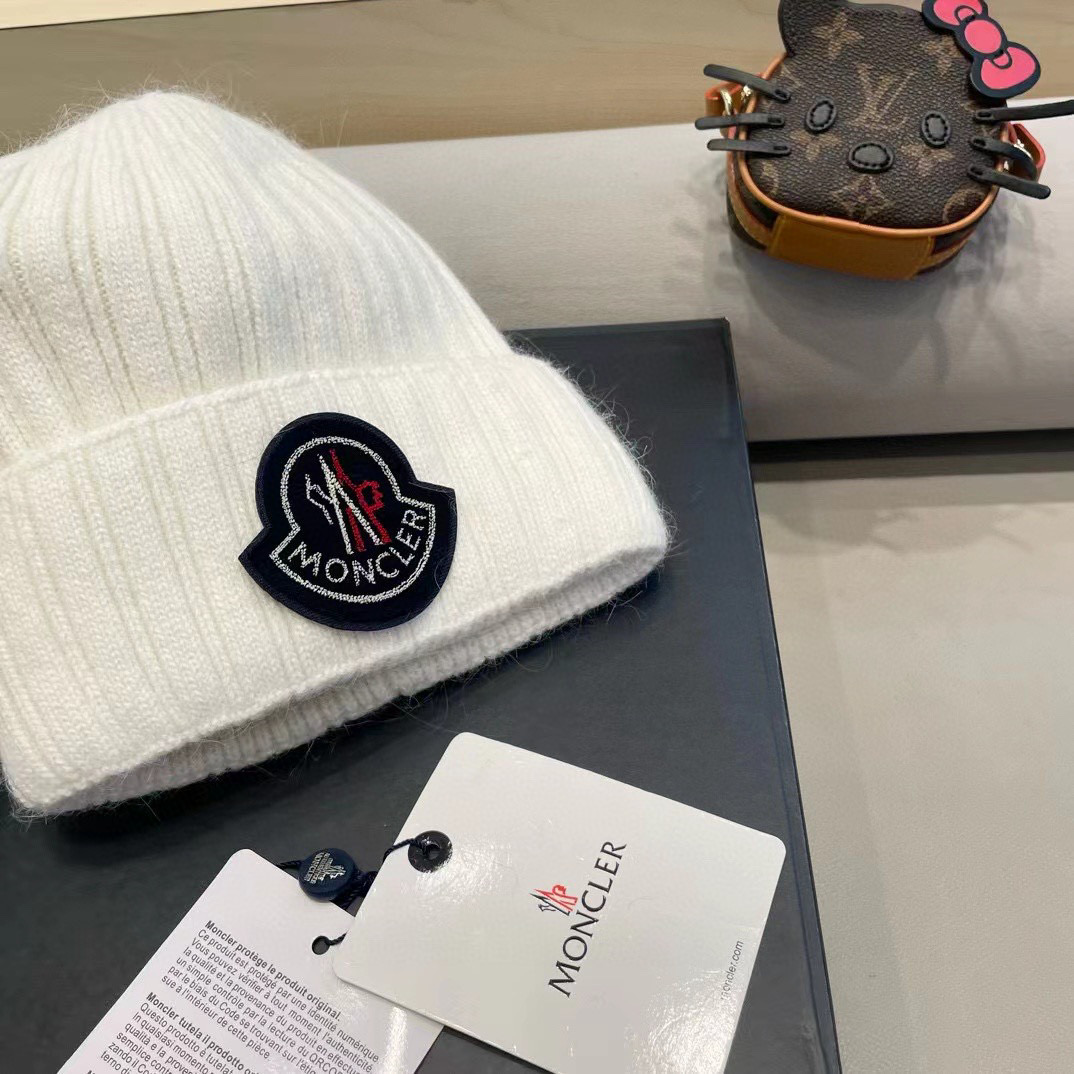 moncler韩国正品进口女秋冬新款时尚毛线帽休闲简约套头帽加厚潮流针织帽