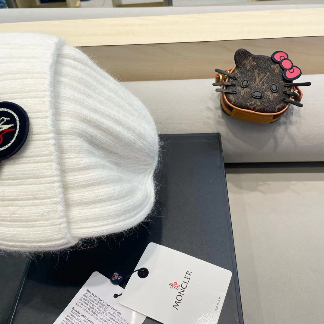moncler韩国正品进口女秋冬新款时尚毛线帽休闲简约套头帽加厚潮流针织帽