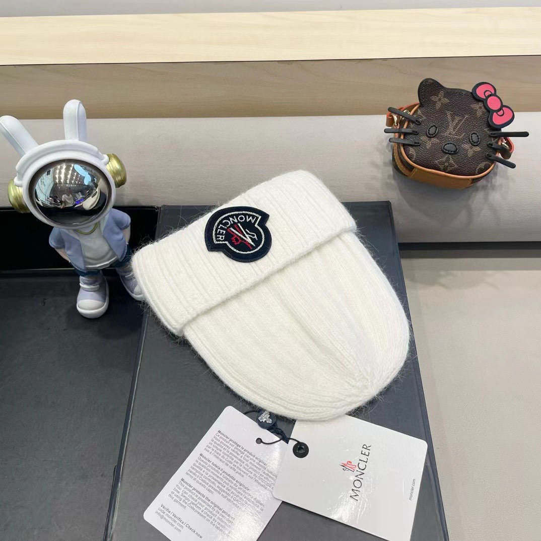 moncler韩国正品进口女秋冬新款时尚毛线帽休闲简约套头帽加厚潮流针织帽