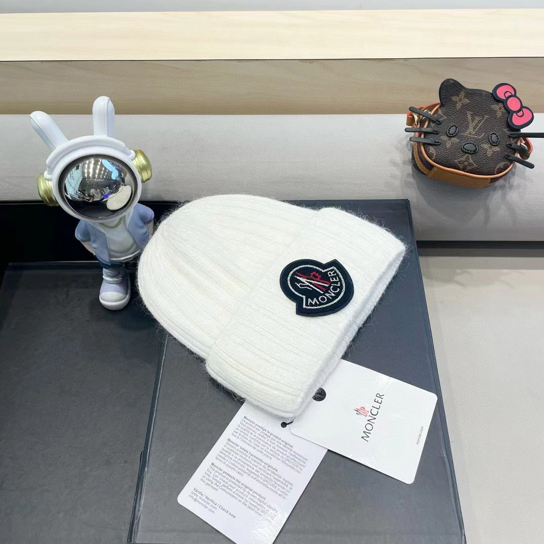 moncler韩国正品进口女秋冬新款时尚毛线帽休闲简约套头帽加厚潮流针织帽