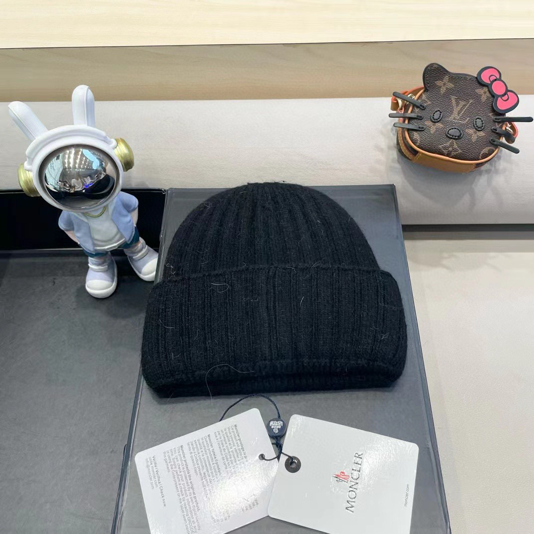 moncler韩国正品进口女秋冬新款时尚毛线帽休闲简约套头帽加厚潮流针织帽