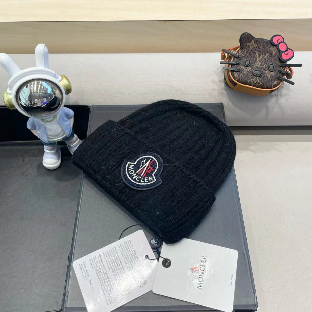 moncler韩国正品进口女秋冬新款时尚毛线帽休闲简约套头帽加厚潮流针织帽