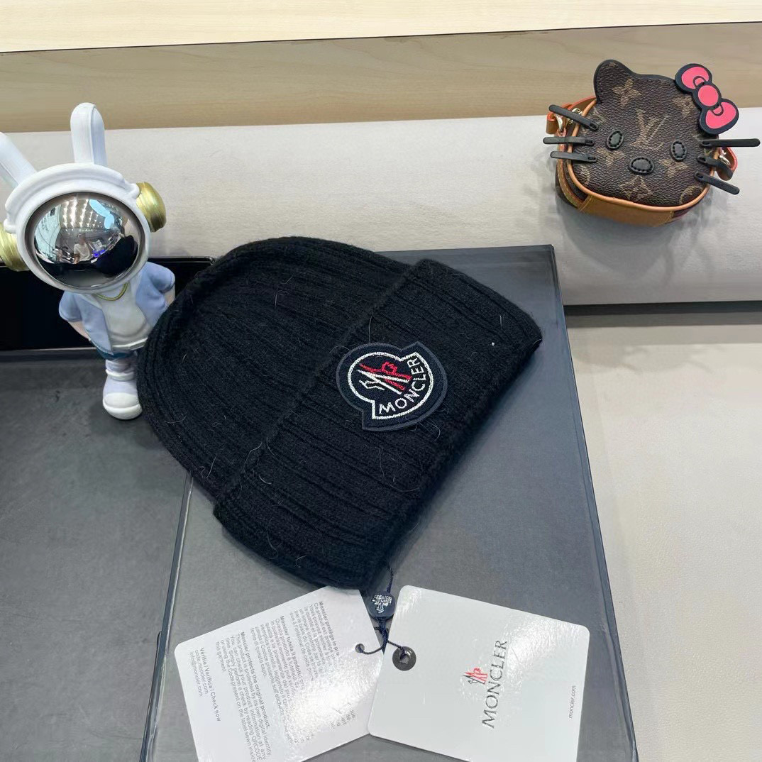 moncler韩国正品进口女秋冬新款时尚毛线帽休闲简约套头帽加厚潮流针织帽