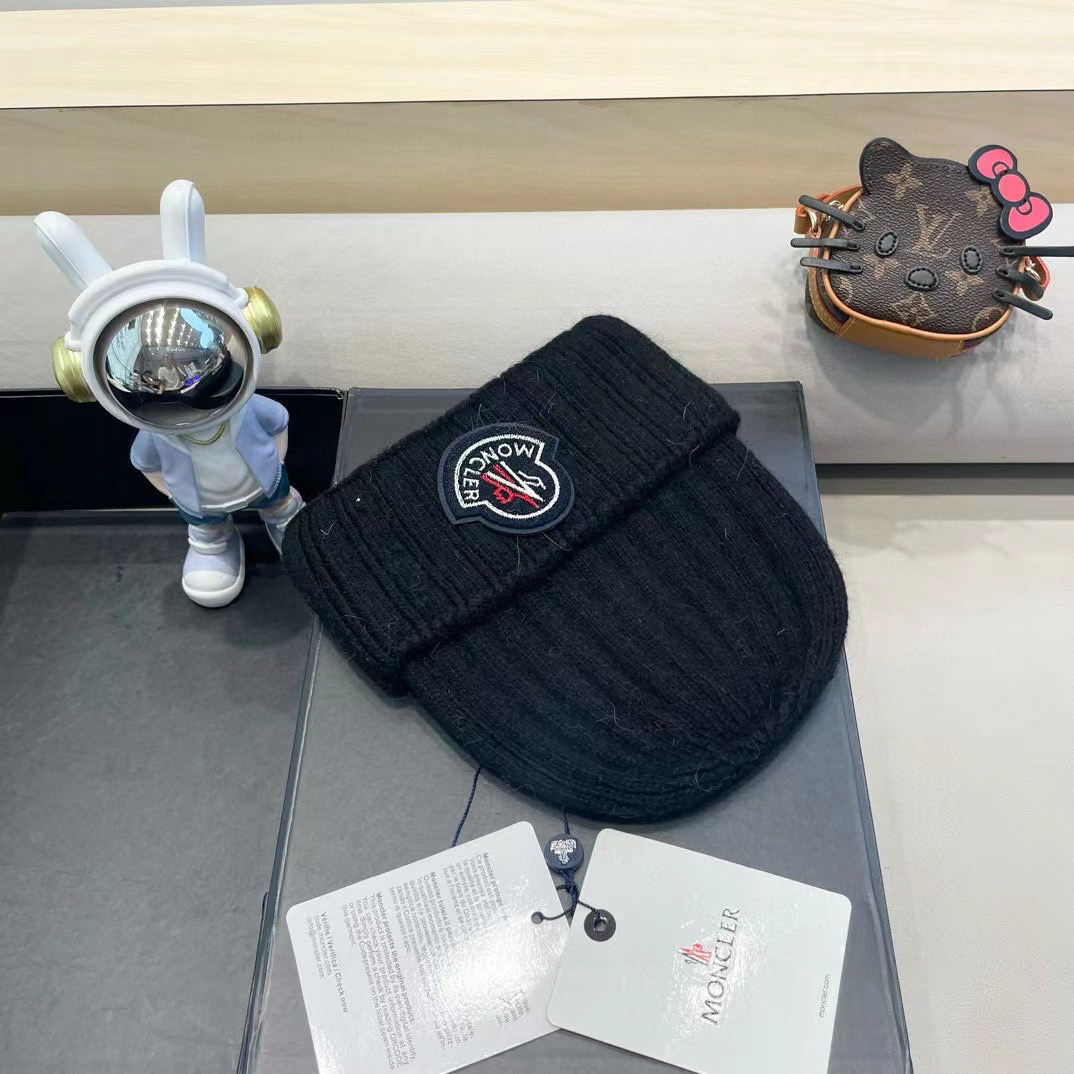 moncler韩国正品进口女秋冬新款时尚毛线帽休闲简约套头帽加厚潮流针织帽