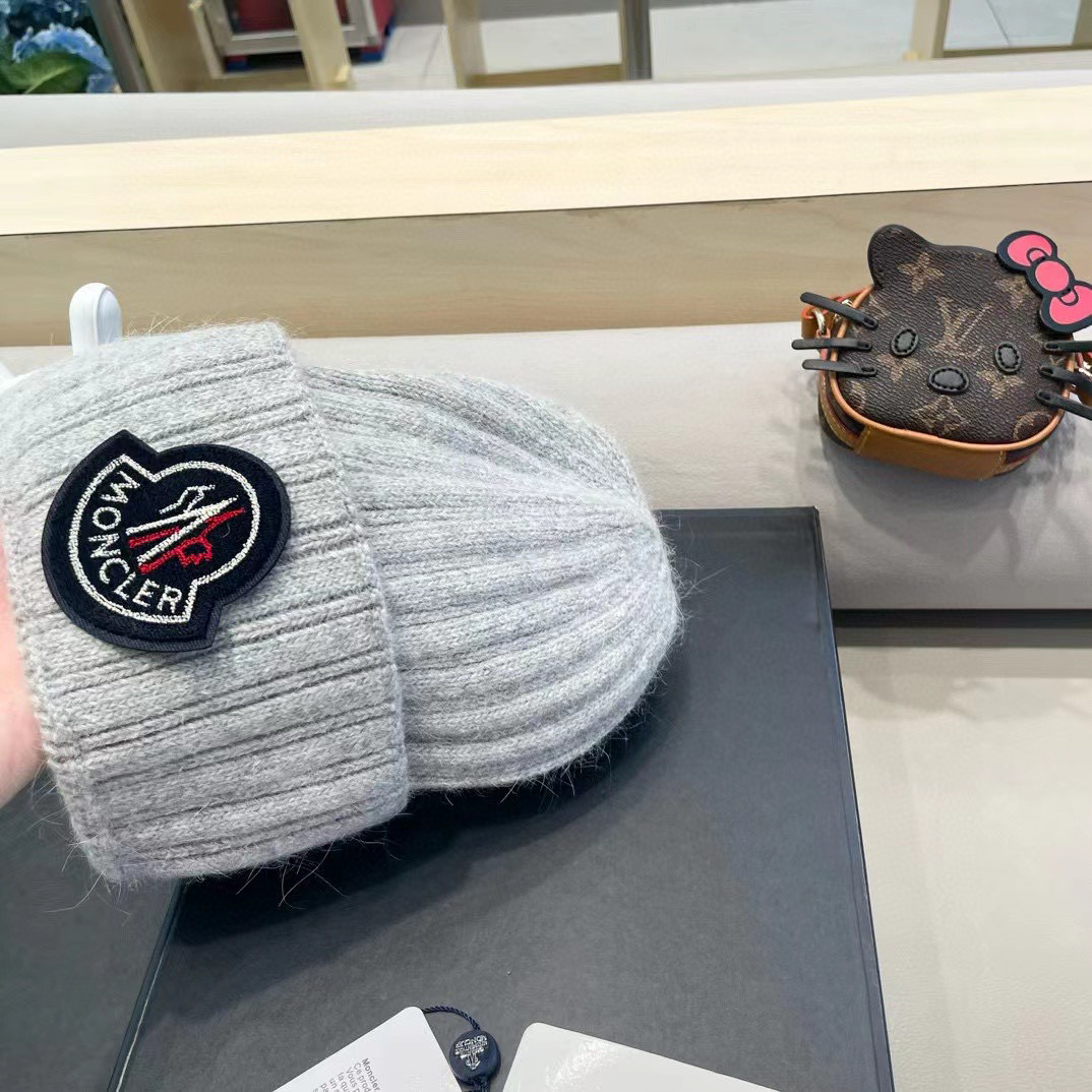 moncler韩国正品进口女秋冬新款时尚毛线帽休闲简约套头帽加厚潮流针织帽