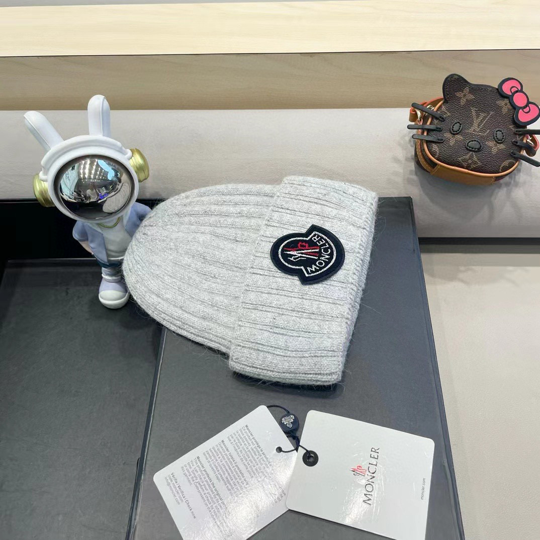 moncler韩国正品进口女秋冬新款时尚毛线帽休闲简约套头帽加厚潮流针织帽