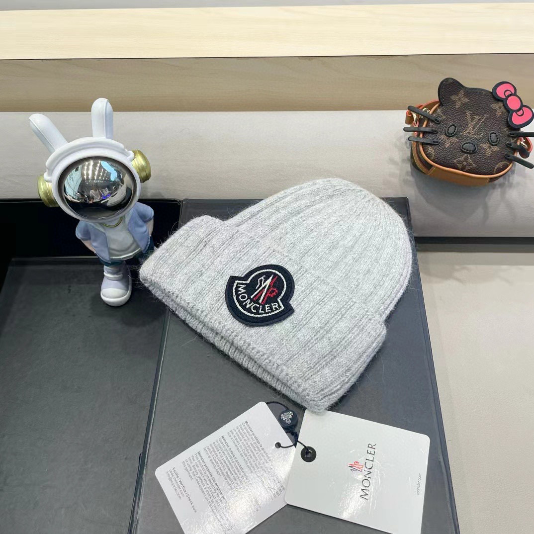 moncler韩国正品进口女秋冬新款时尚毛线帽休闲简约套头帽加厚潮流针织帽