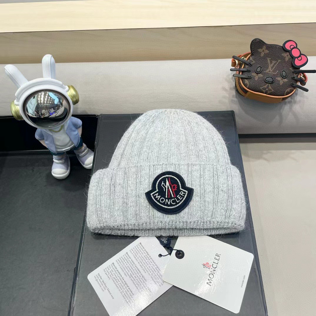 moncler韩国正品进口女秋冬新款时尚毛线帽休闲简约套头帽加厚潮流针织帽
