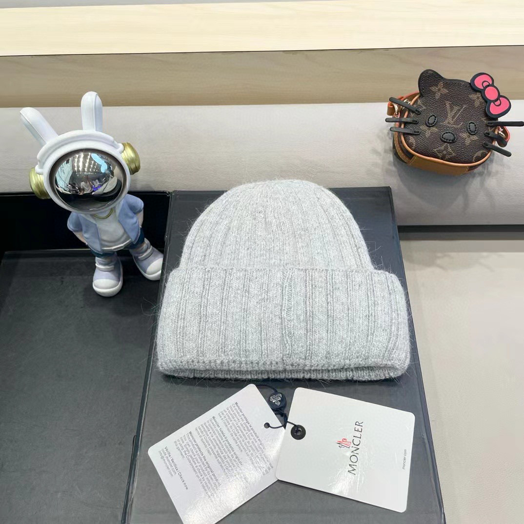 moncler韩国正品进口女秋冬新款时尚毛线帽休闲简约套头帽加厚潮流针织帽