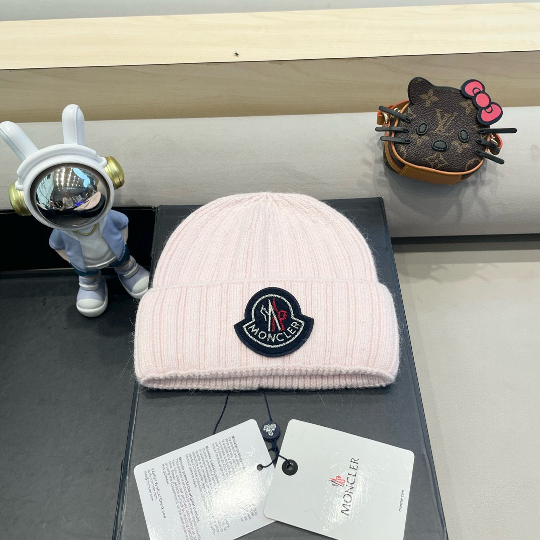 moncler韩国正品进口女秋冬新款时尚毛线帽休闲简约套头帽加厚潮流针织帽