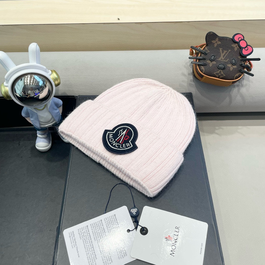 moncler韩国正品进口女秋冬新款时尚毛线帽休闲简约套头帽加厚潮流针织帽