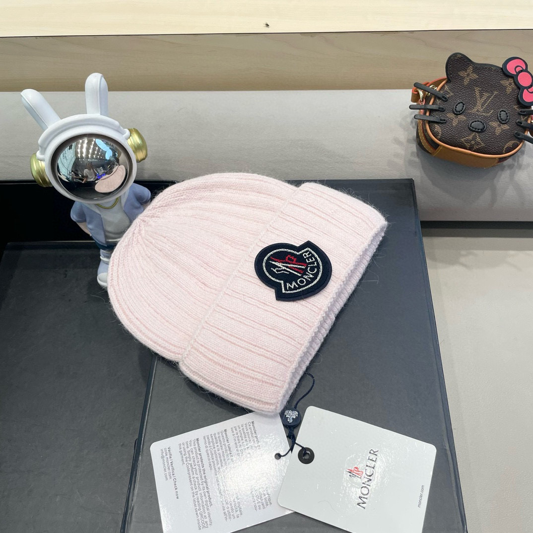 moncler韩国正品进口女秋冬新款时尚毛线帽休闲简约套头帽加厚潮流针织帽