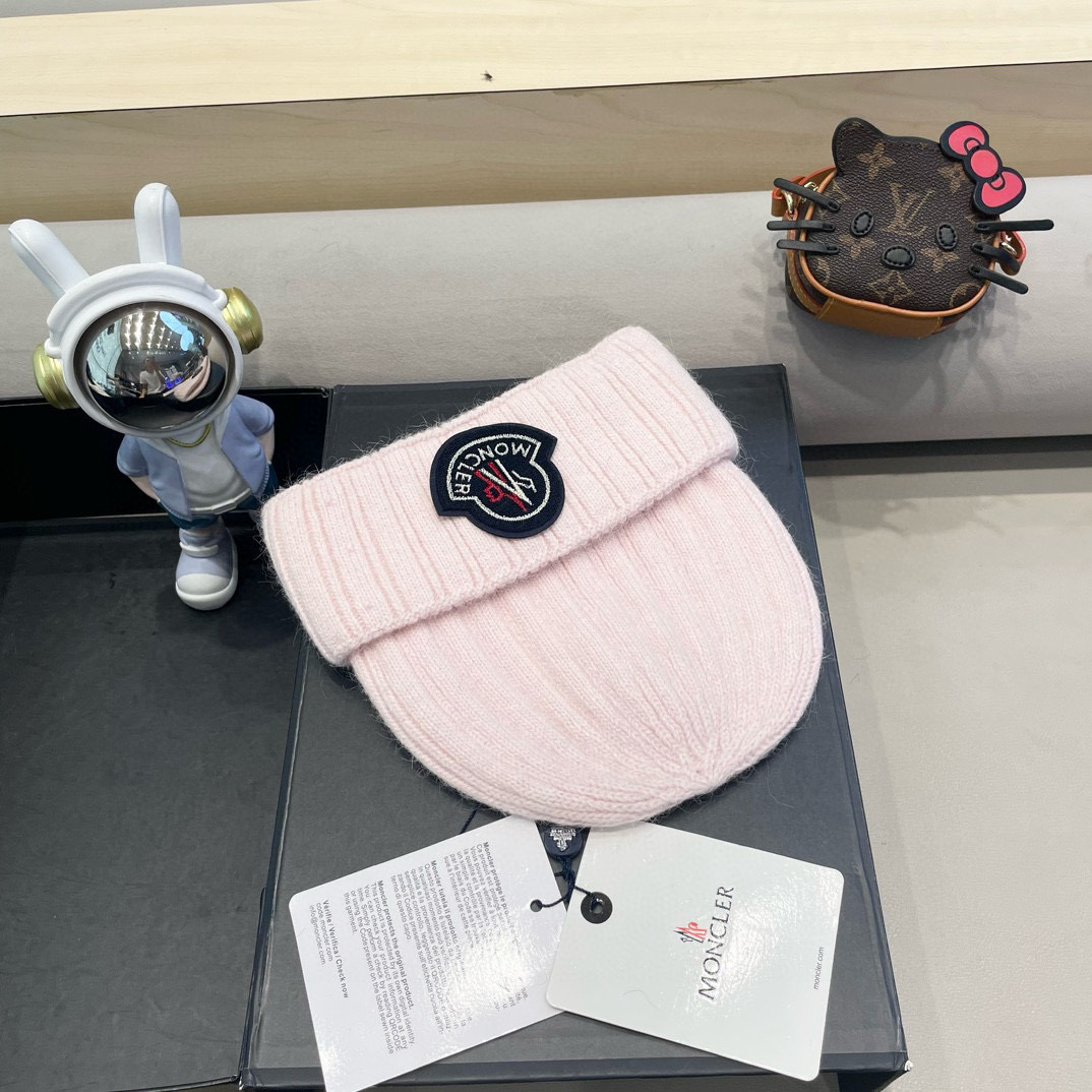moncler韩国正品进口女秋冬新款时尚毛线帽休闲简约套头帽加厚潮流针织帽