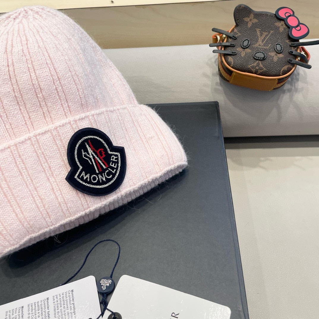 moncler韩国正品进口女秋冬新款时尚毛线帽休闲简约套头帽加厚潮流针织帽