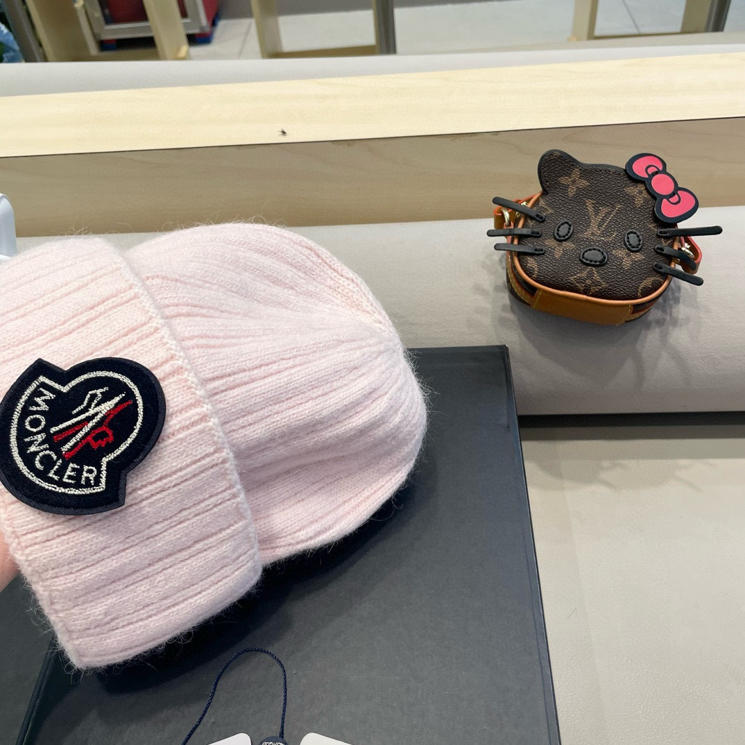 moncler韩国正品进口女秋冬新款时尚毛线帽休闲简约套头帽加厚潮流针织帽