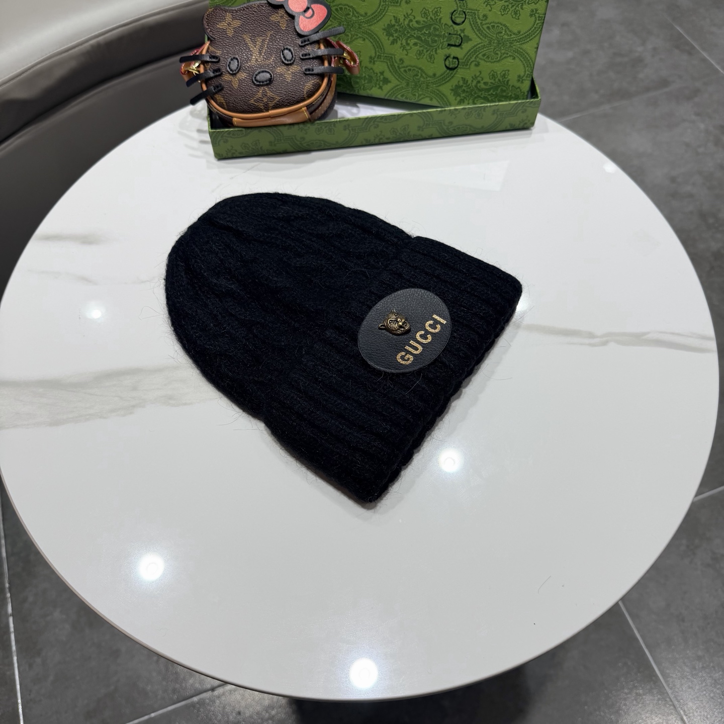 新款古奇 兔毛毛线帽