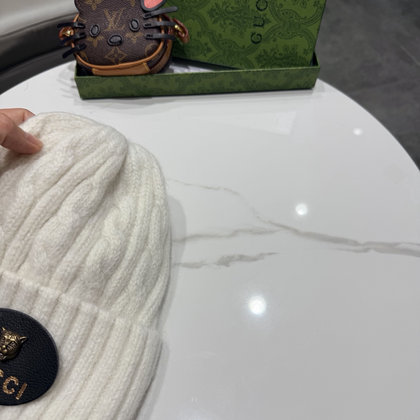 新款古奇 兔毛毛线帽