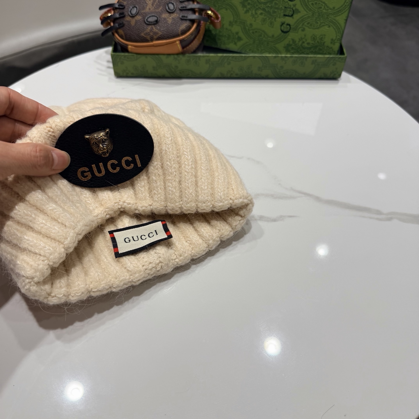 新款古奇 兔毛毛线帽
