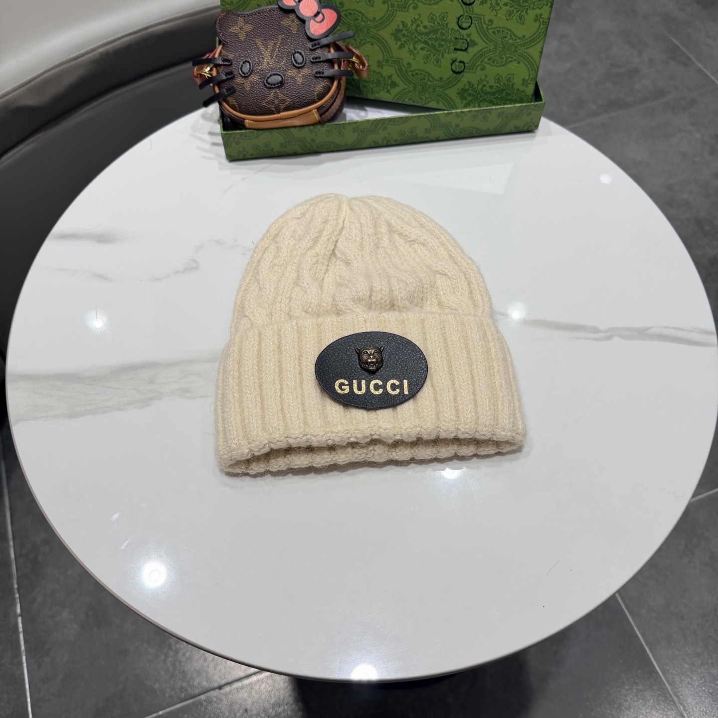 新款古奇 兔毛毛线帽