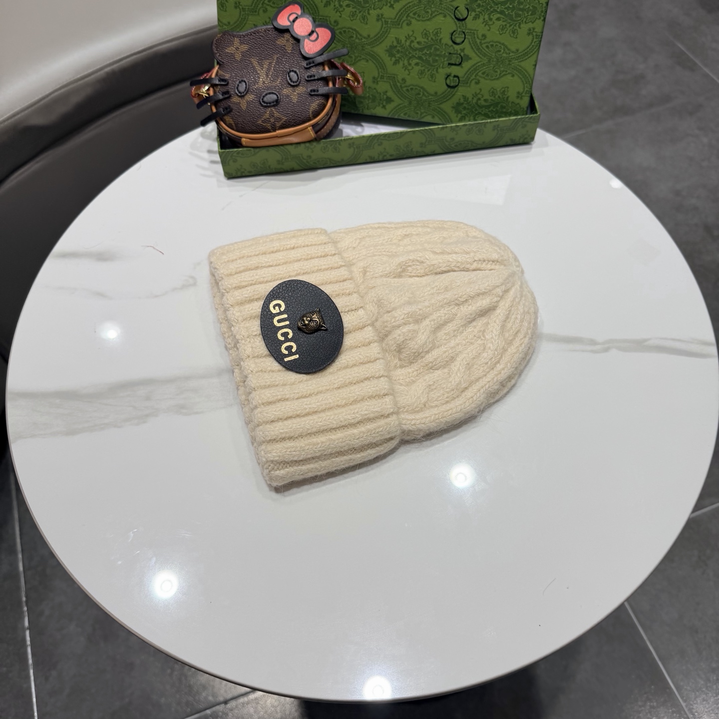 新款古奇 兔毛毛线帽