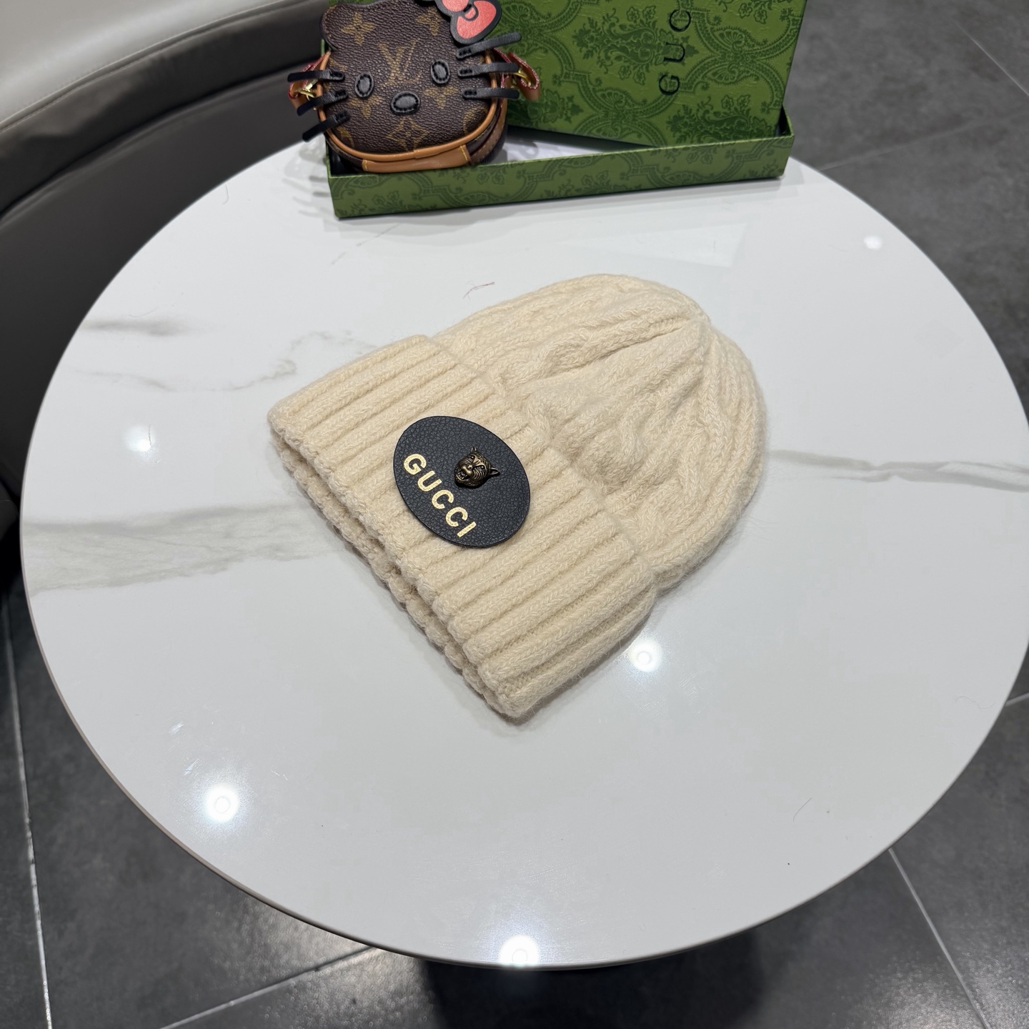 新款古奇 兔毛毛线帽
