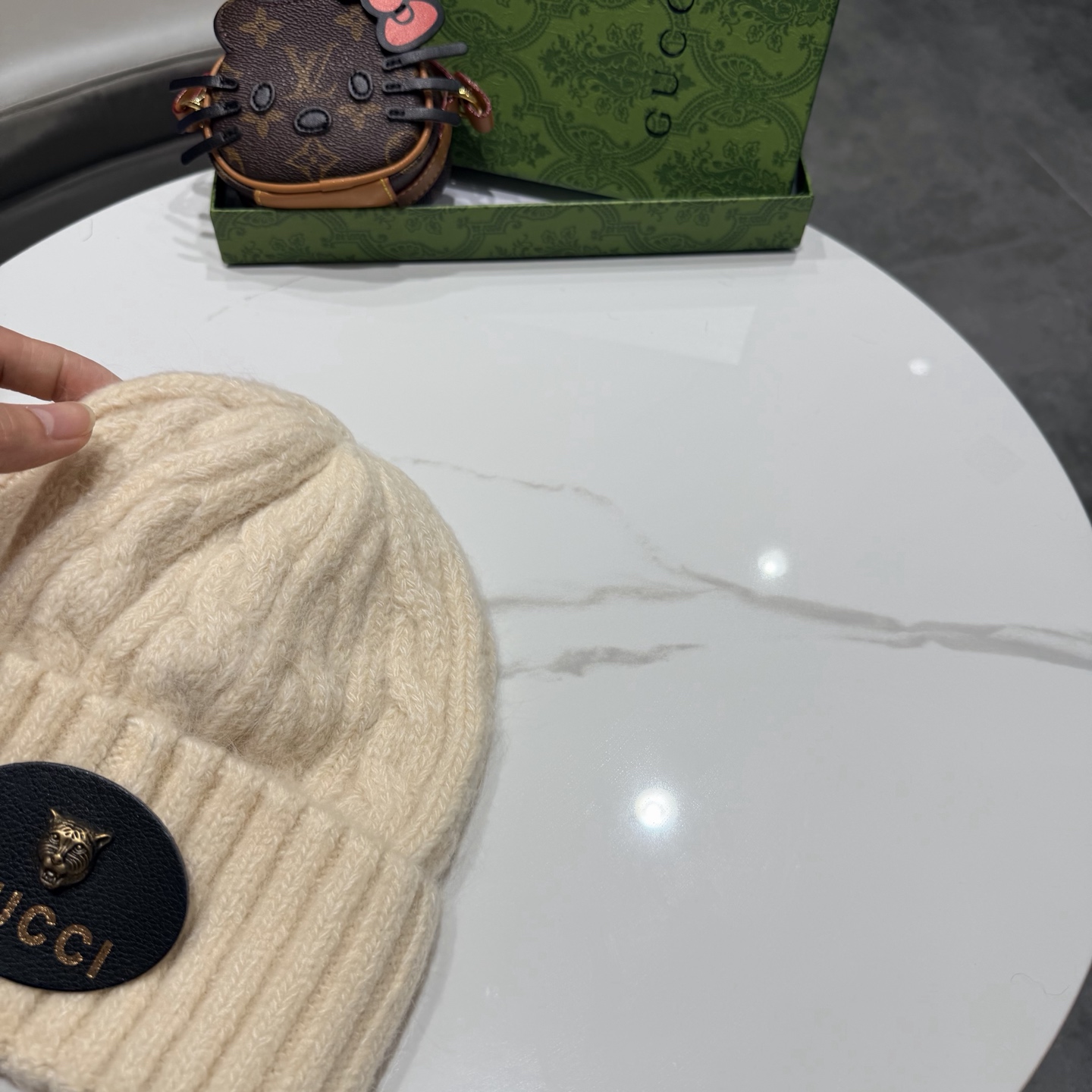 新款古奇 兔毛毛线帽